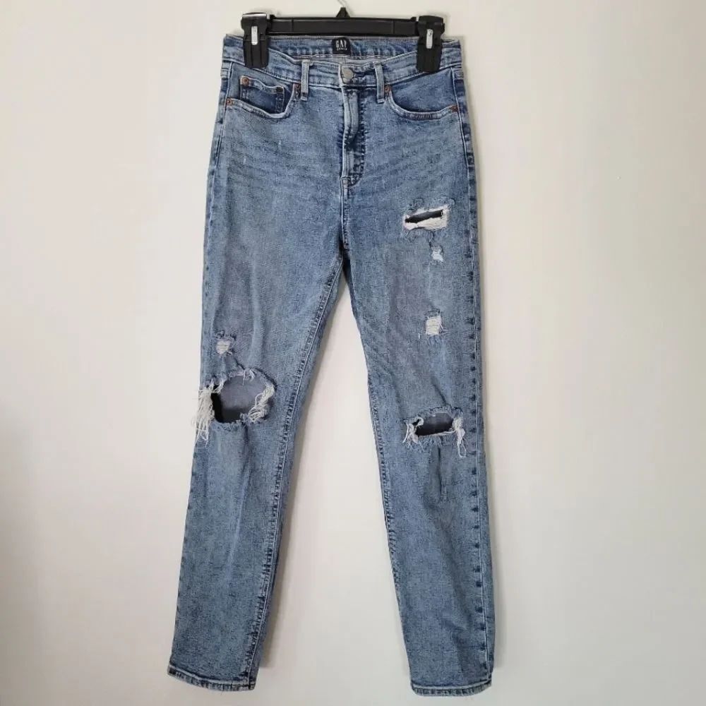 Gap Cigarette Distressed Blue Jeans 4/27r